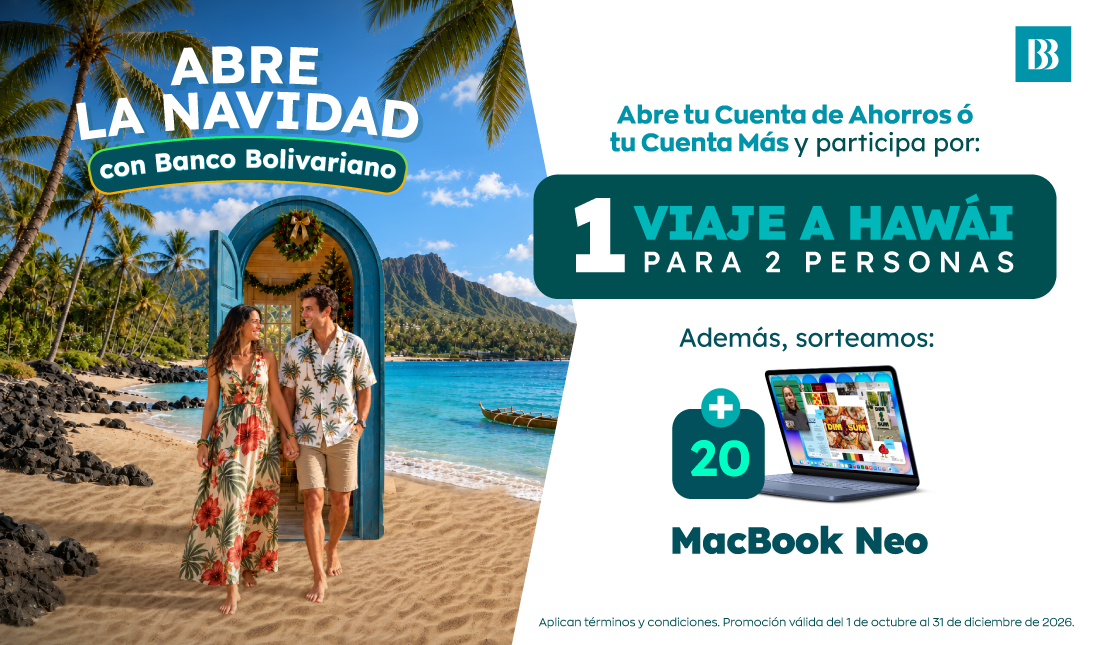 Abre la Navidad con Banco Bolivariano y participa por increíbles premios